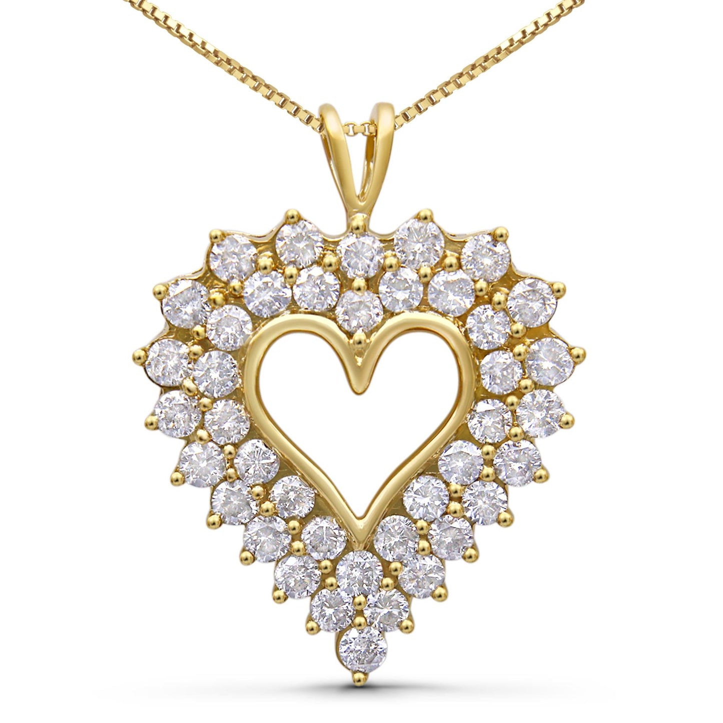 Yellow Gold Plated .925 Sterling Two Row Open Heart 18" Necklace DTA