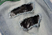 Twin Snakes Ripped Skinny Fit Blue Jeans