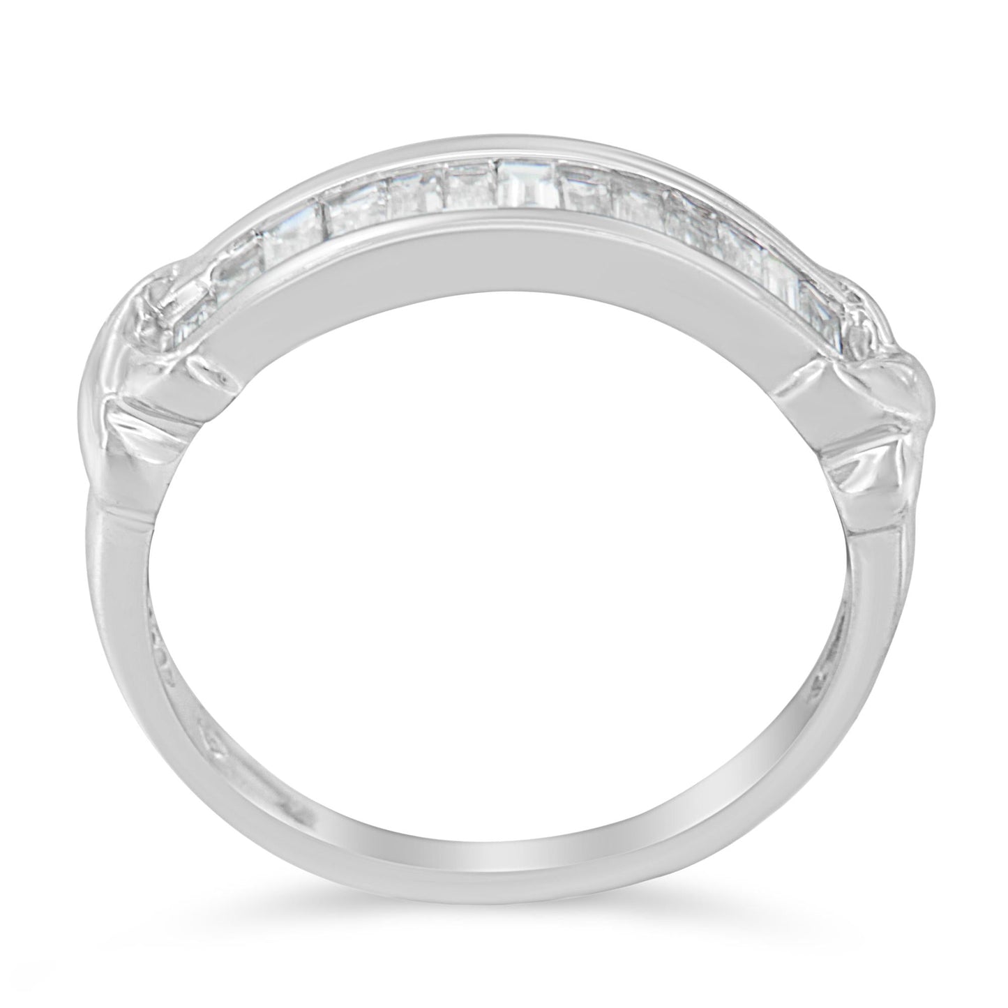 .925 Sterling Silver 1/2 Cttw Baguette Cut Diamond Channel Ring I1-I2 Clarity)