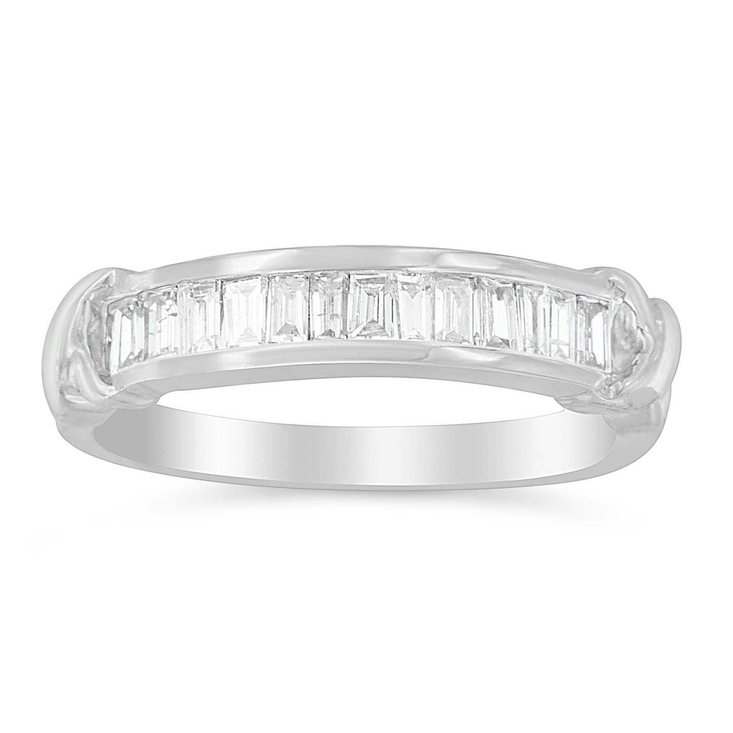 .925 Sterling Silver 1/2 Cttw Baguette Cut Diamond Channel Ring I1-I2 Clarity)