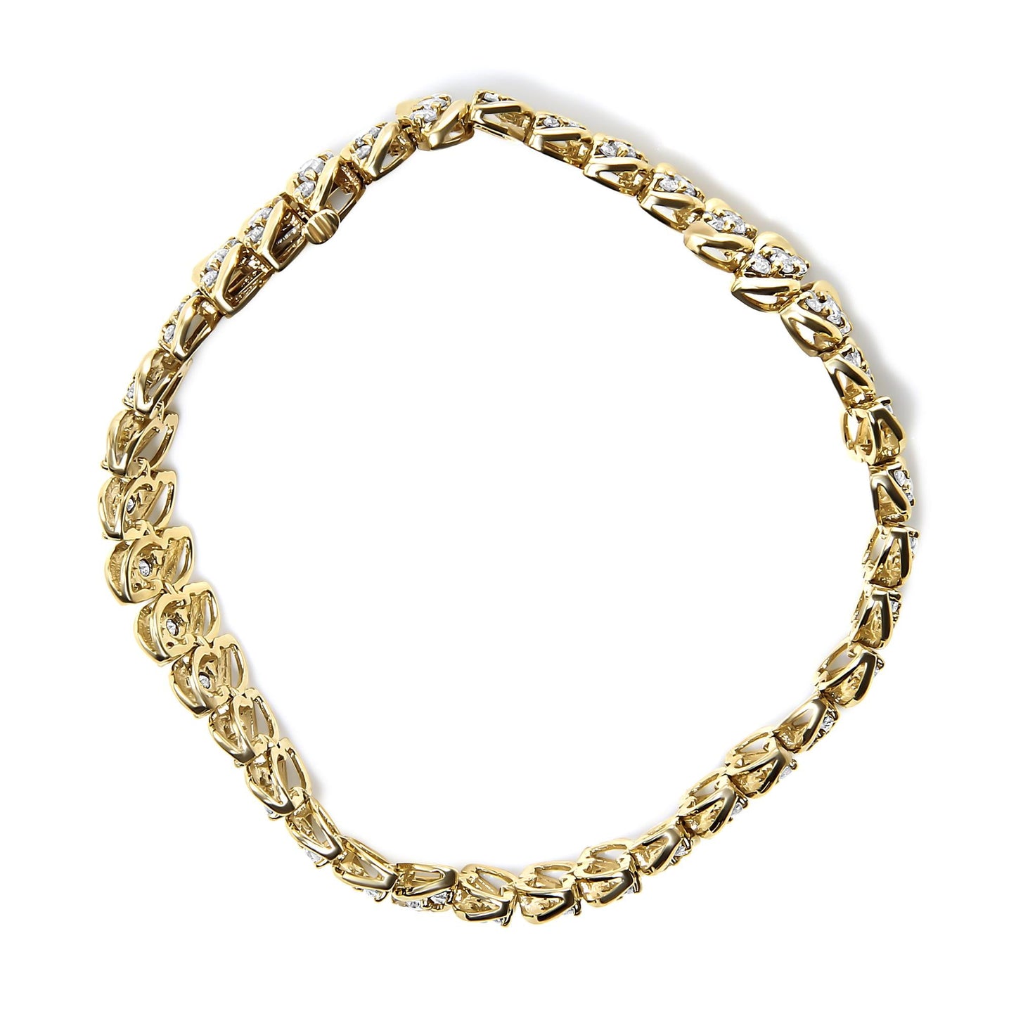 Diamond Double Row S-Link Cuban Bracelet I2-I3 Clarity) - 7.25" Inches