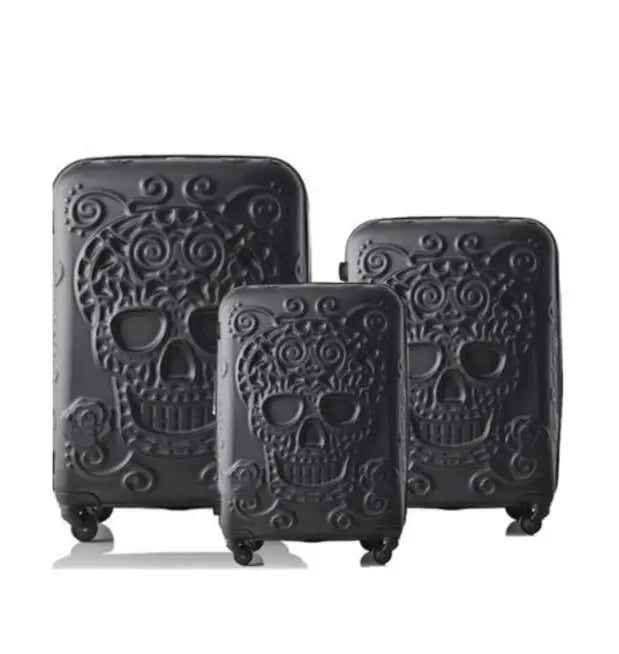 20"24"28" Inch Large Expandable Skull Suitcase 3 Pc