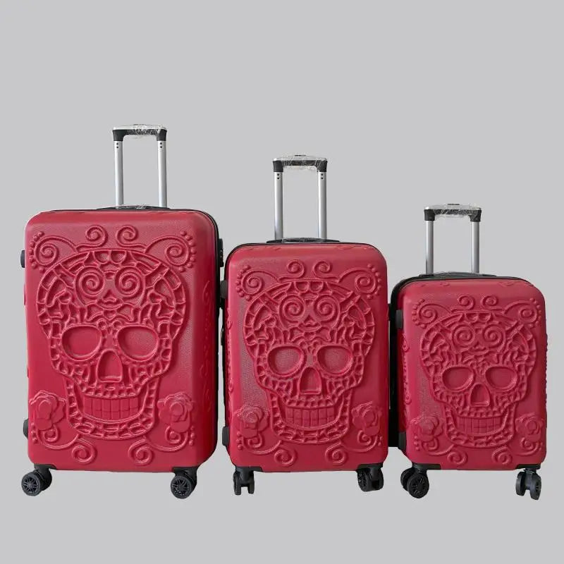 20"24"28" Inch Large Expandable Skull Suitcase 3 Pc