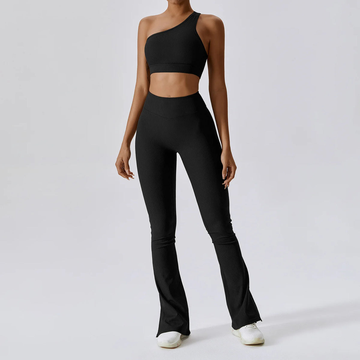 Ribbed Soft 2 Pieces Yoga Flared Leggings Set for Women