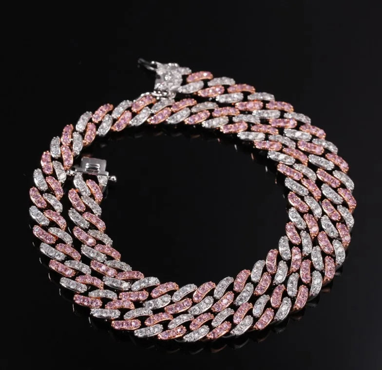 Zircon/Multi Crystal Stainless-Steel Cuban Link