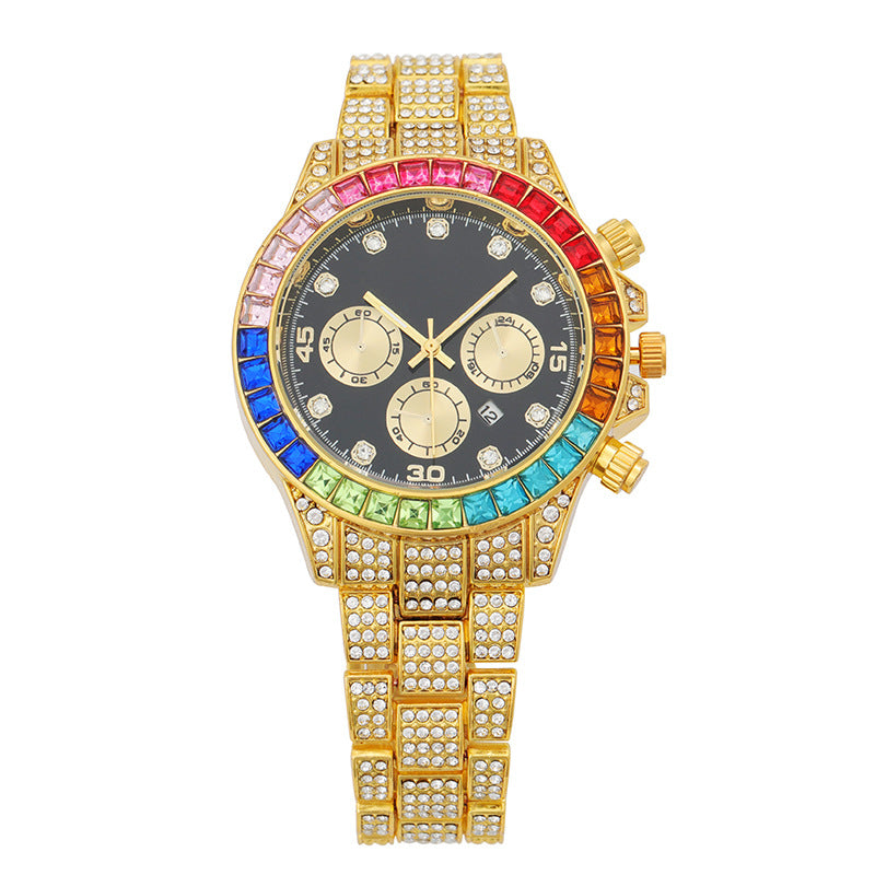 3 Tone Bezel Gemstone Watch
