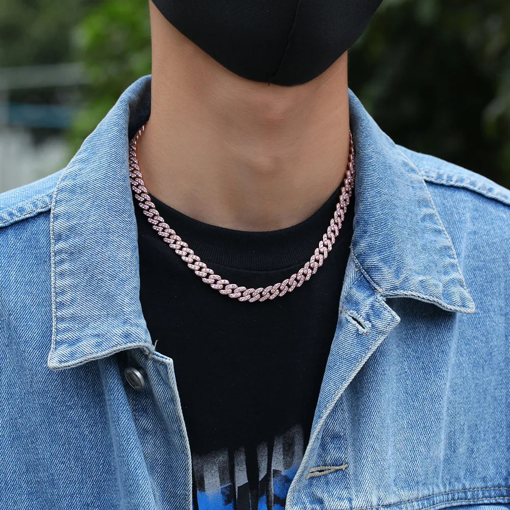 Zircon/Multi Crystal Stainless-Steel Cuban Link
