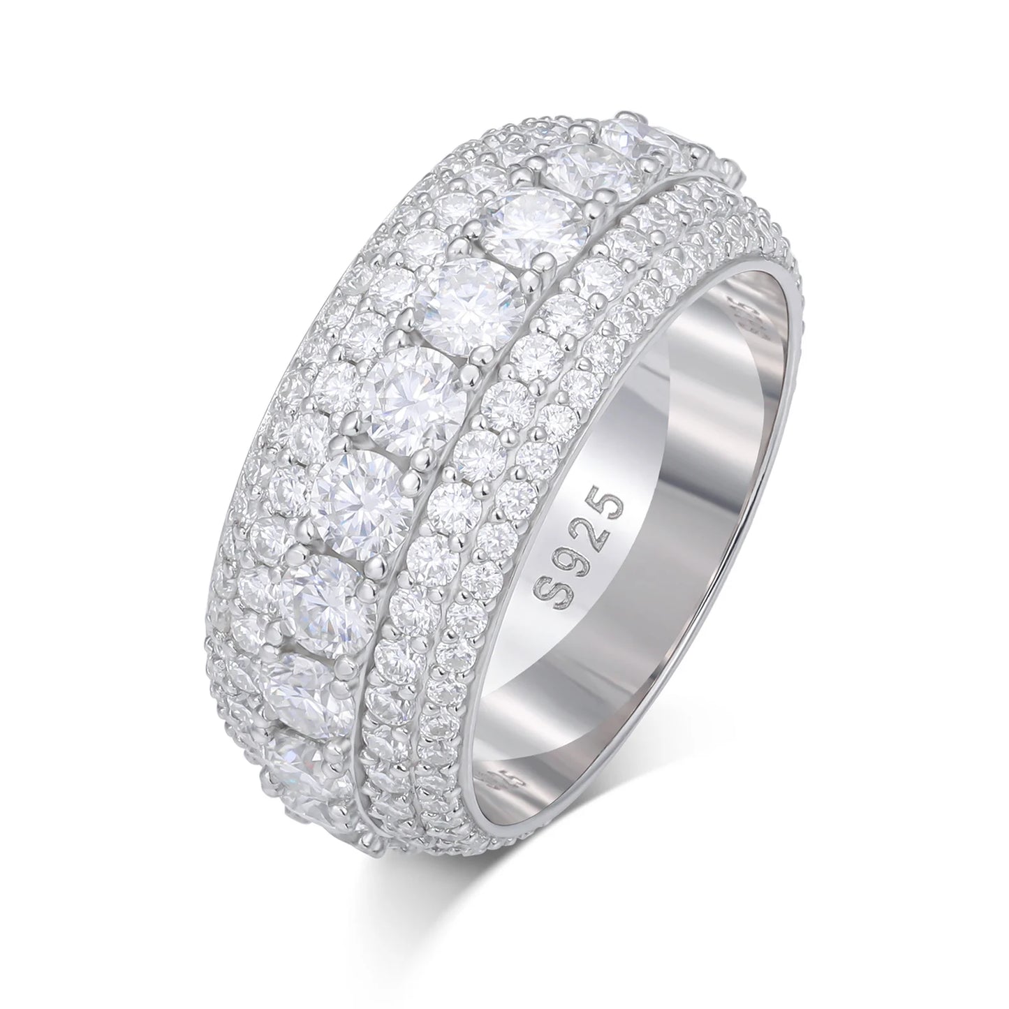 DTA 5 Rows Moissanite Diamond Finger Ring 925 Sterling Silver