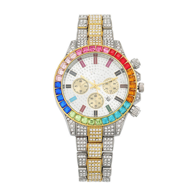 3 Tone Bezel Gemstone Watch