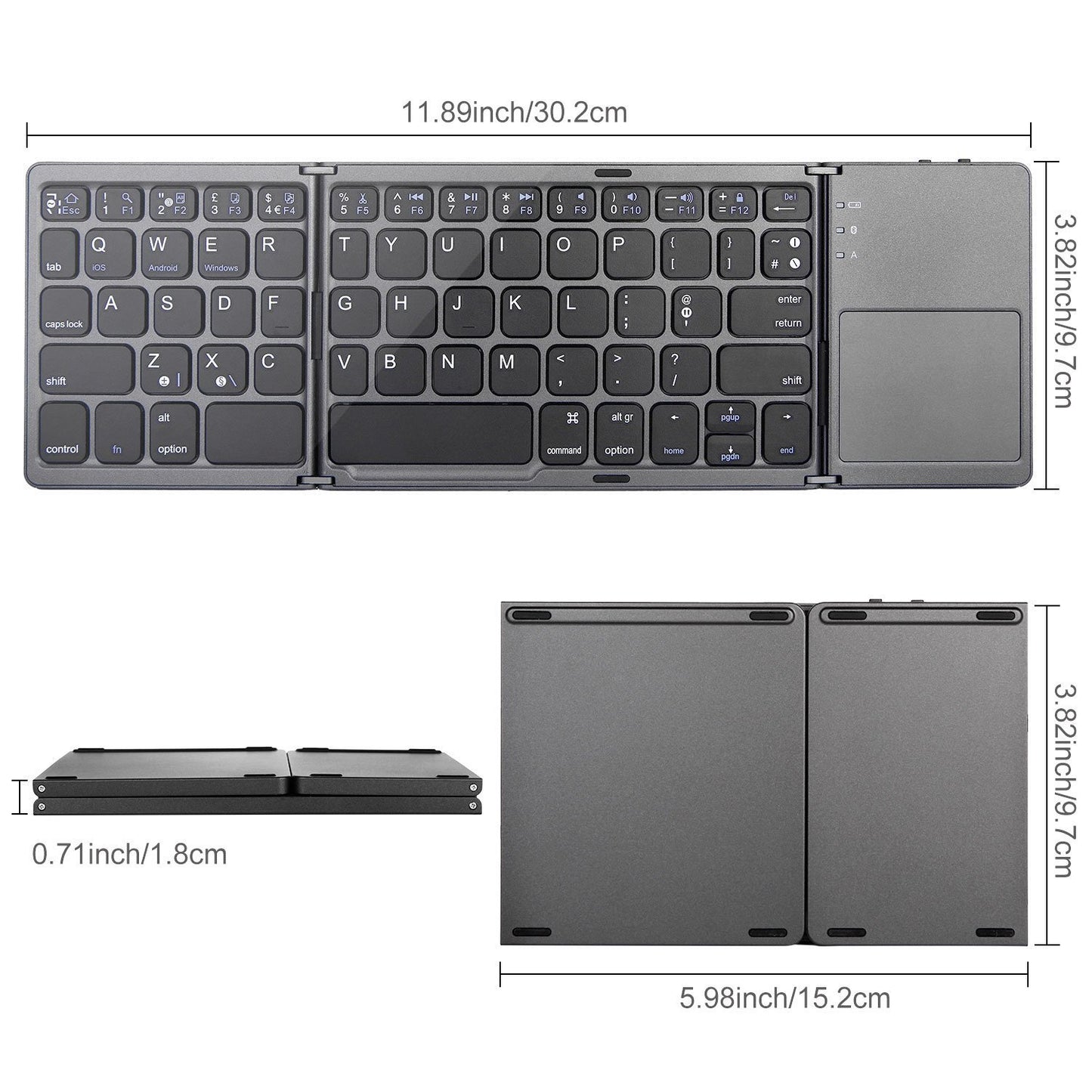 Dropshipping for Ipad IOs Tablet Pc Mobile Phone Using Portable Blue Tooth Touch Pad Wireless Keyboard 3 Level Foldable Keyboard