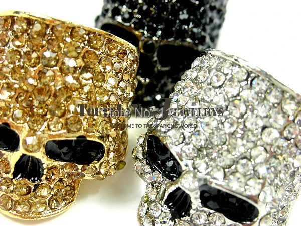 Skull Rings Unisex Crystal Metal