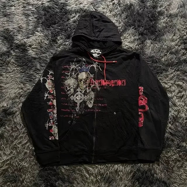 Y2K - Gray Custom Embroidery Hoodie