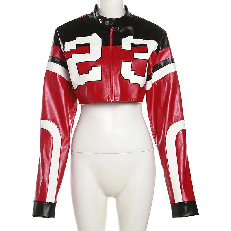 "Big 23" Women's Faux Leather Crop Jacket