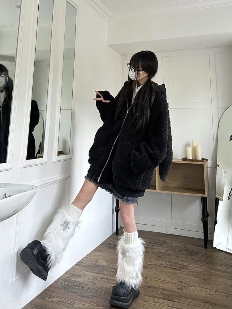 Bonez Wool Thickened Oversized Rabbit Ear Hoodie