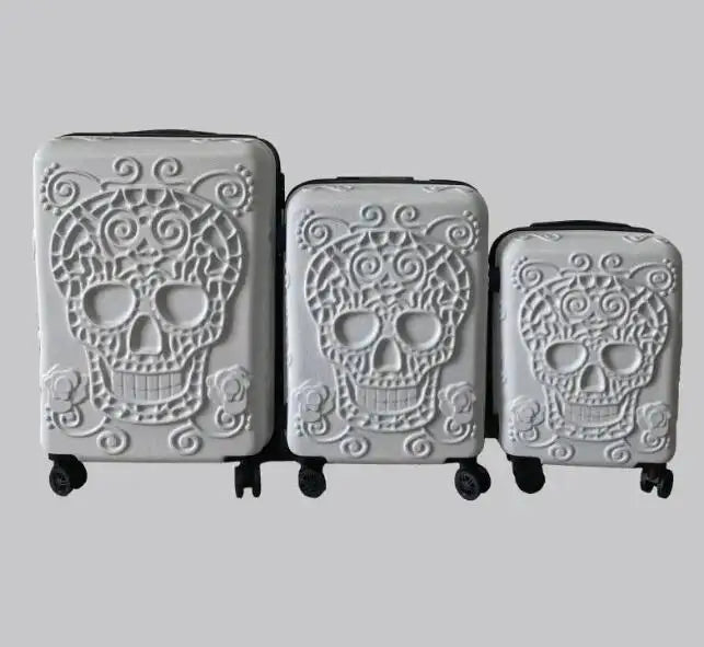 20"24"28" Inch Large Expandable Skull Suitcase 3 Pc