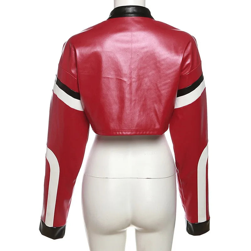 "Big 23" Women's Faux Leather Crop Jacket