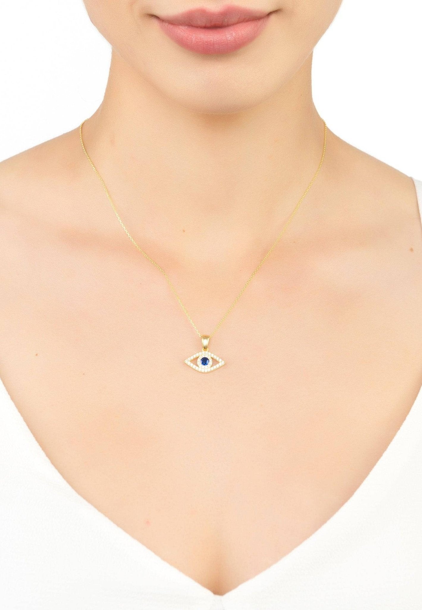 Evil Eye Gold Pendant Necklace