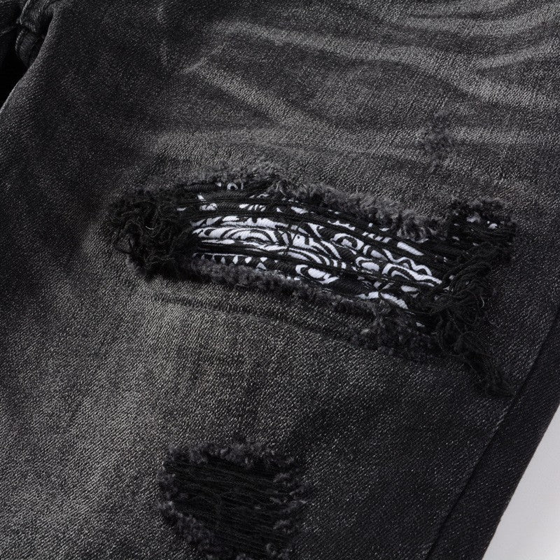 Paisley Skinny Fit Ripped Jeans