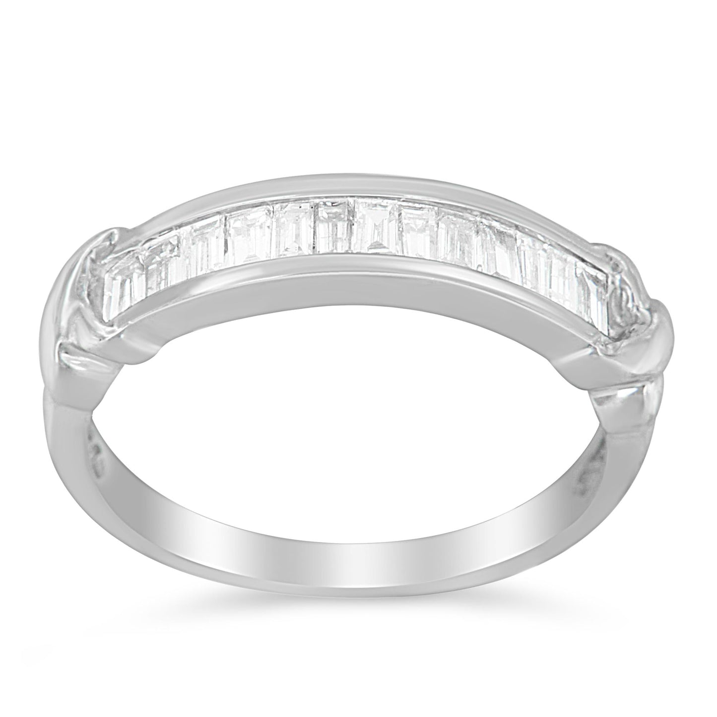.925 Sterling Silver 1/2 Cttw Baguette Cut Diamond Channel Ring I1-I2 Clarity)
