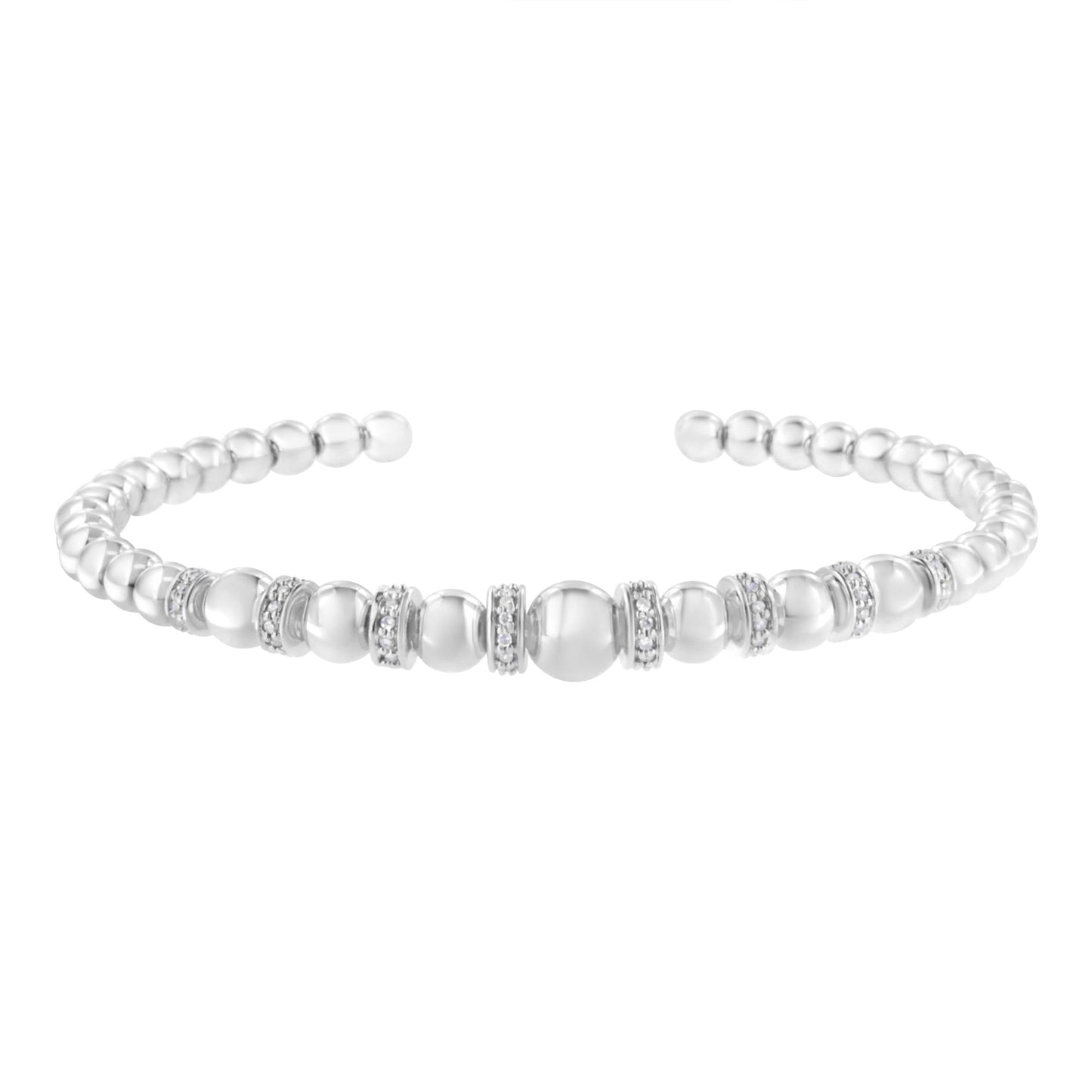 .925 Sterling Silver 1/4 Cttw Diamond Rondelle Bangle Bracelet (I2-I3 Clarity)