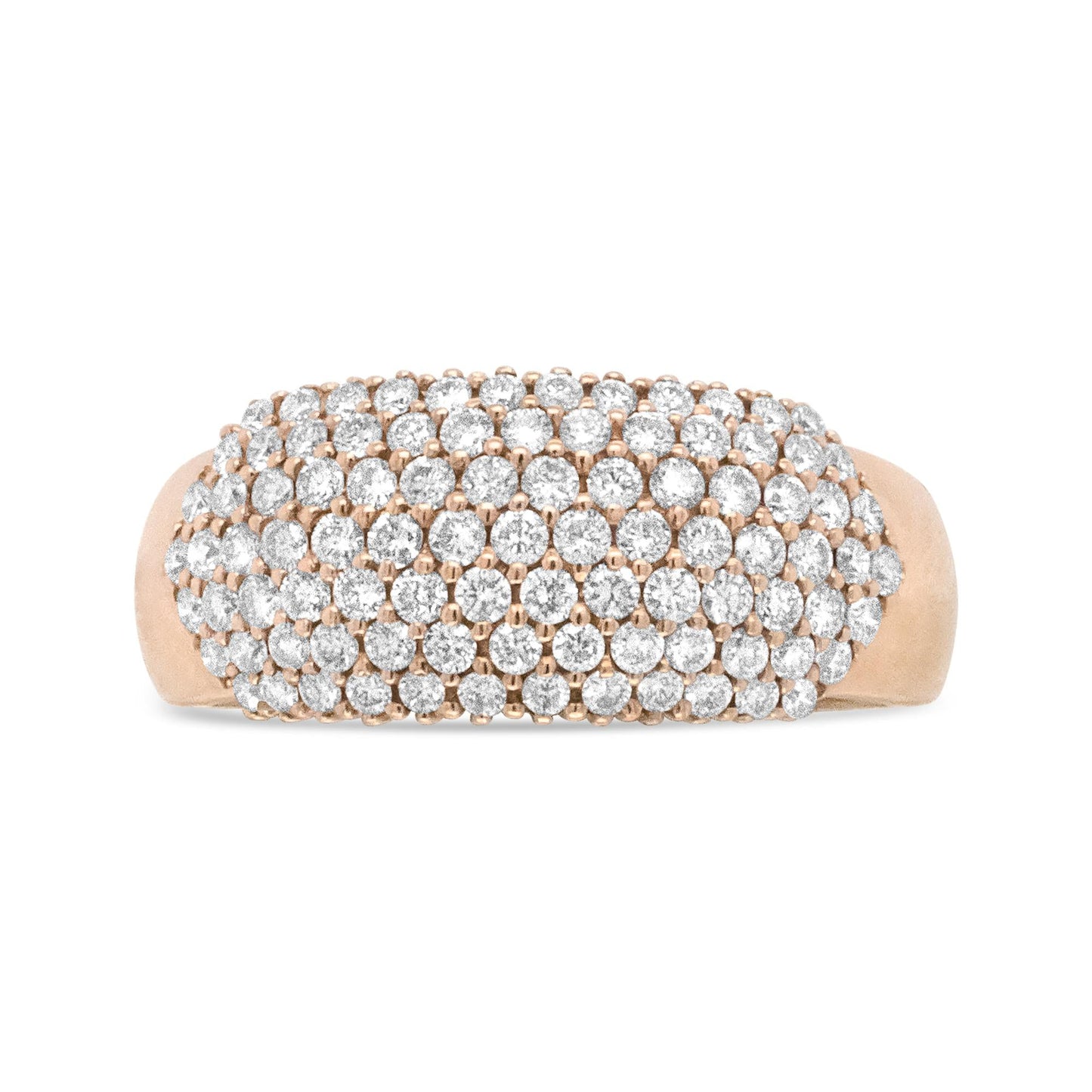 18K Rose Gold Diamond Multi Row Dome Band Ring (F-G Color, VS1-VS2 Clarity)