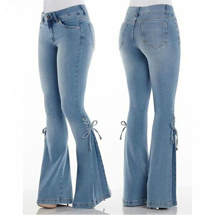 Mid-Waisted Bowtie Stretch Bell Bottoms