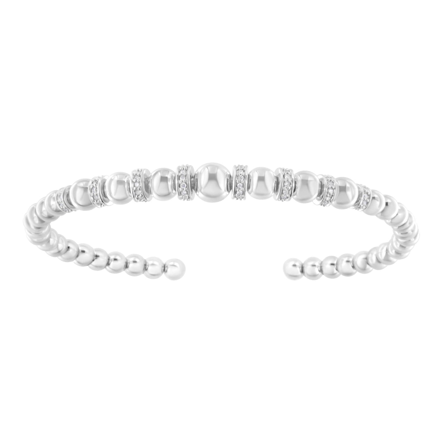 .925 Sterling Silver 1/4 Cttw Diamond Rondelle Bangle Bracelet (I2-I3 Clarity)