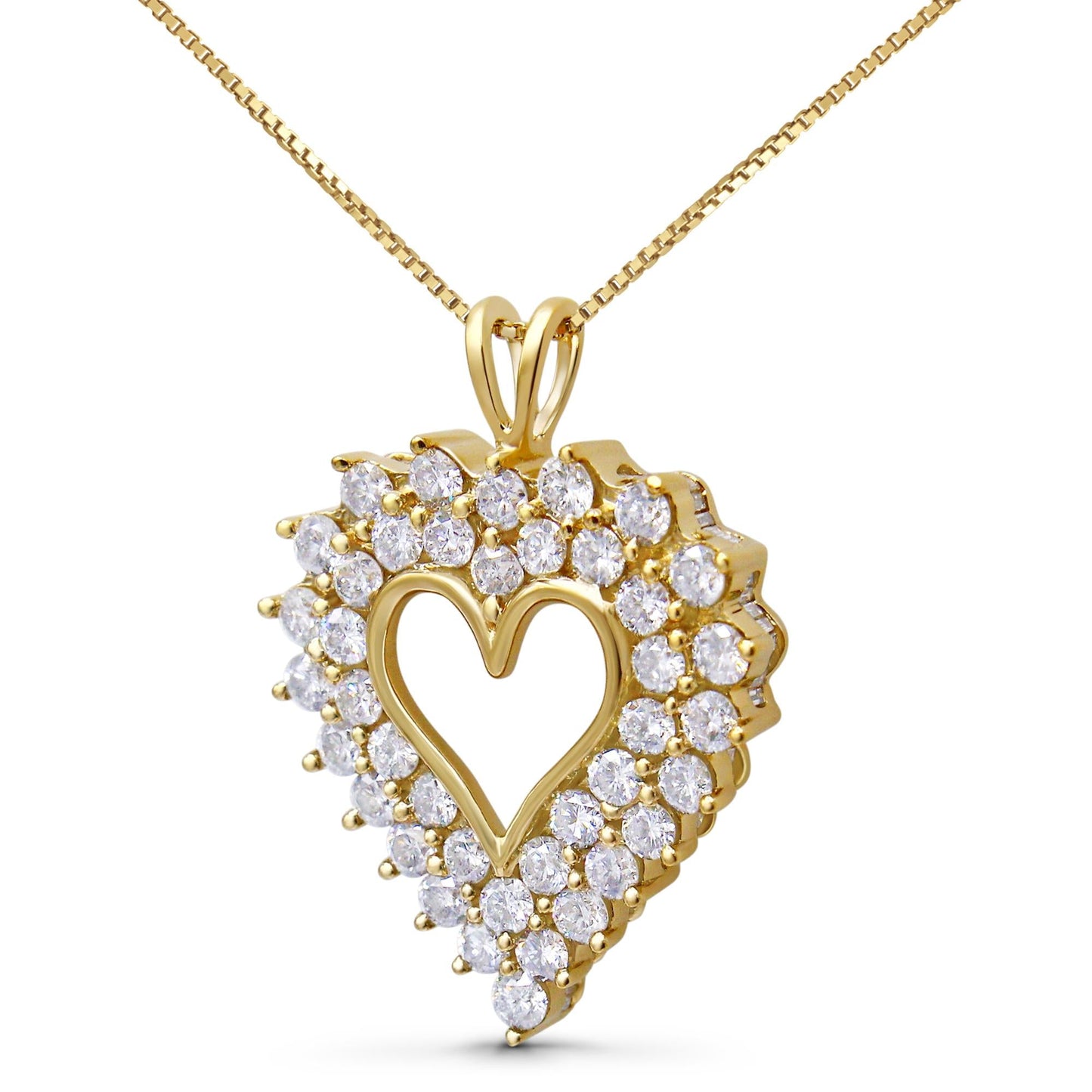 Yellow Gold Plated .925 Sterling Two Row Open Heart 18" Necklace DTA