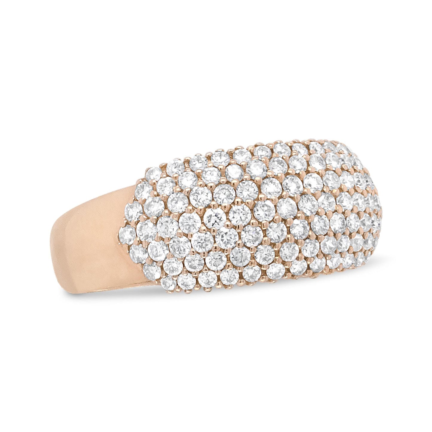 18K Rose Gold Diamond Multi Row Dome Band Ring (F-G Color, VS1-VS2 Clarity)