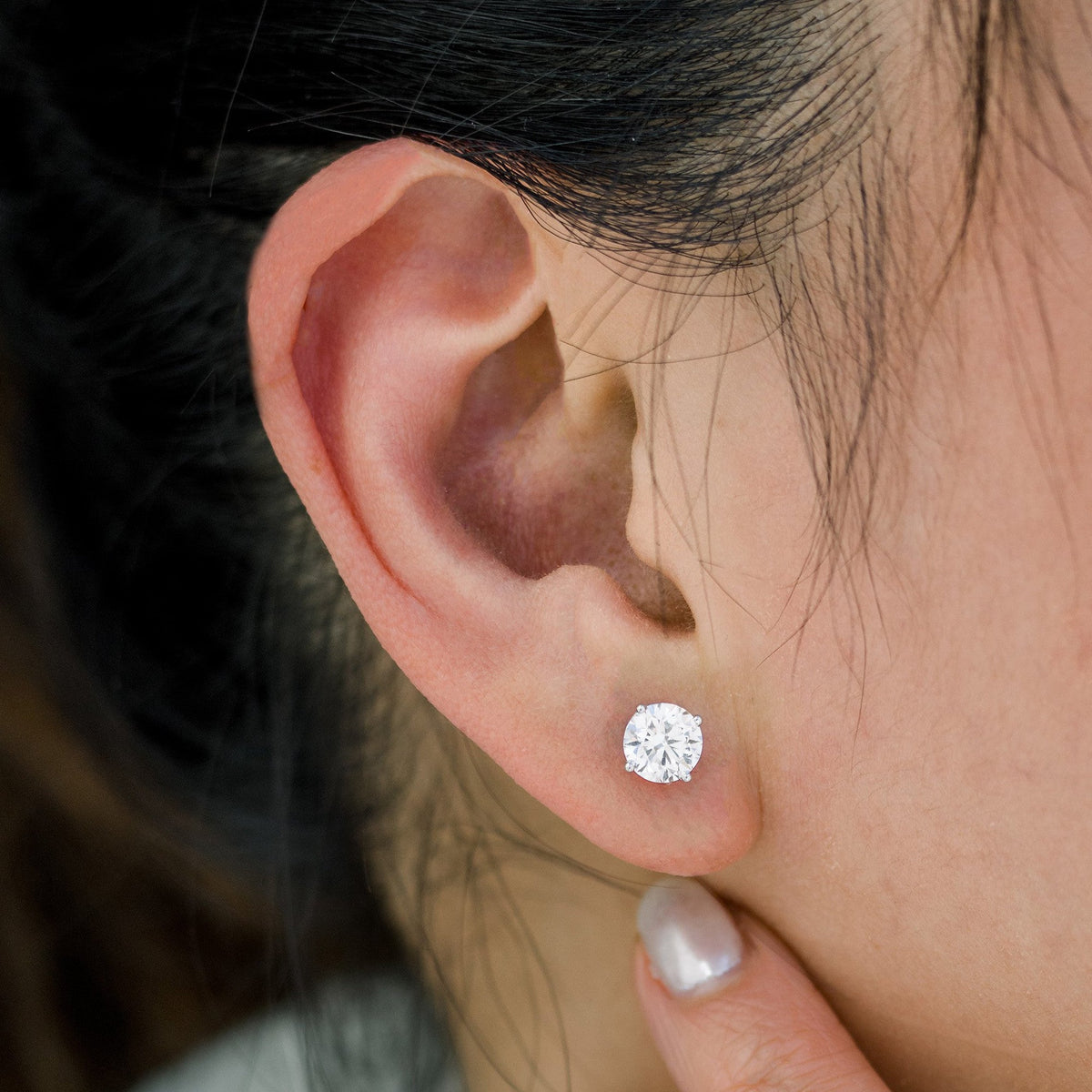 2.50 CTW Moissanite Stud Earrings in 14K White Gold VS Clarity
