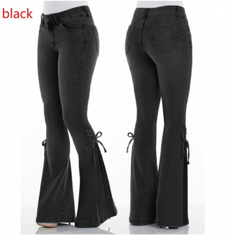 Mid-Waisted Bowtie Stretch Bell Bottoms