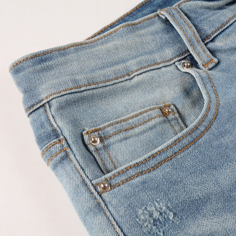 Light Blue Ripped Skinny Fit Jeans