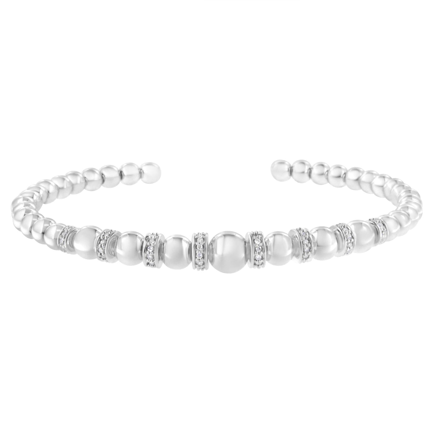.925 Sterling Silver 1/4 Cttw Diamond Rondelle Bangle Bracelet (I2-I3 Clarity)