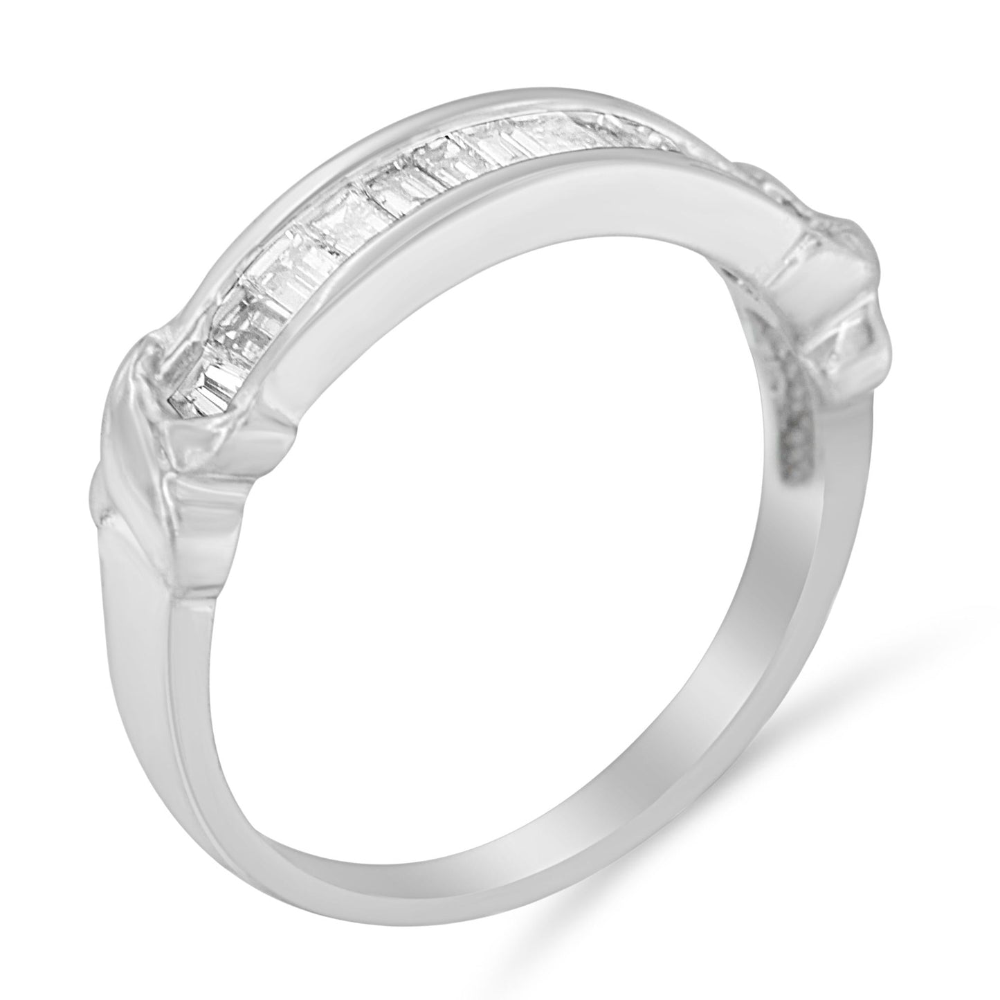 .925 Sterling Silver 1/2 Cttw Baguette Cut Diamond Channel Ring I1-I2 Clarity)