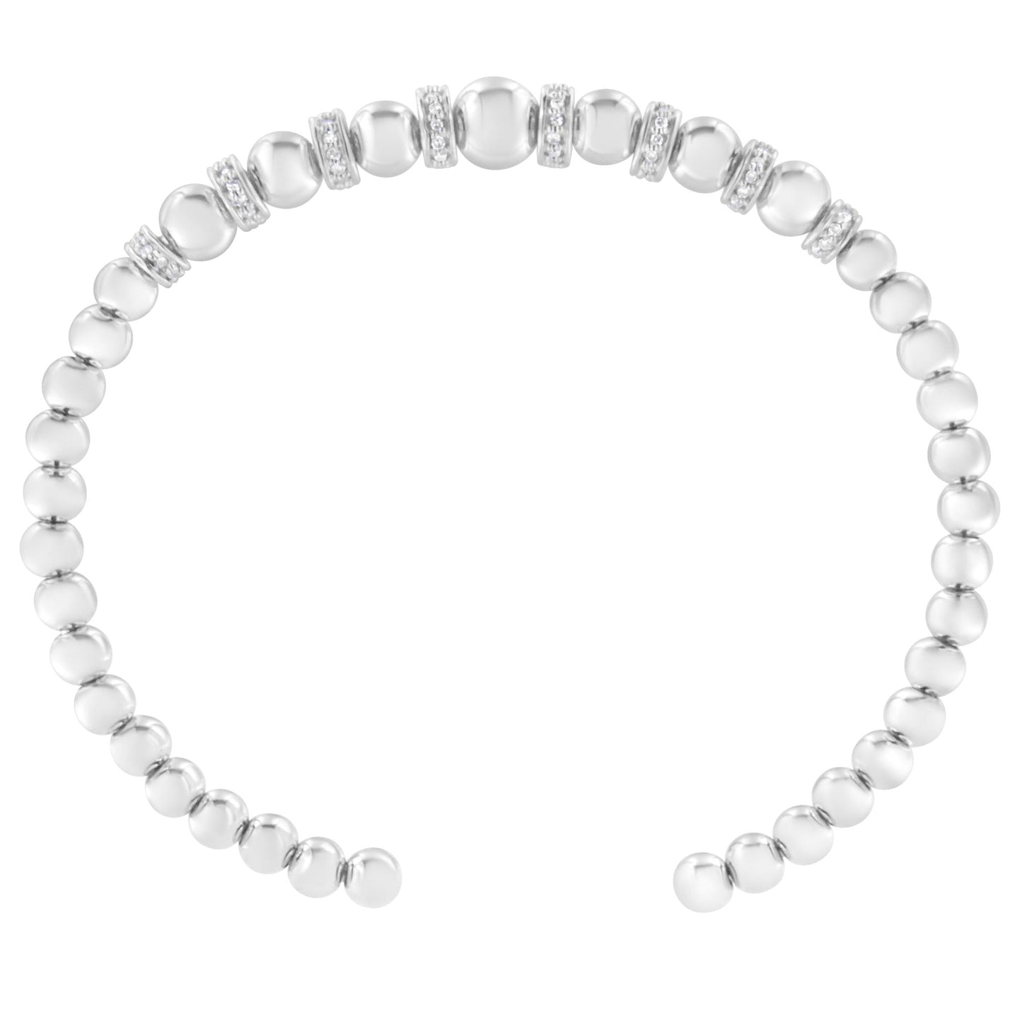 .925 Sterling Silver 1/4 Cttw Diamond Rondelle Bangle Bracelet (I2-I3 Clarity)