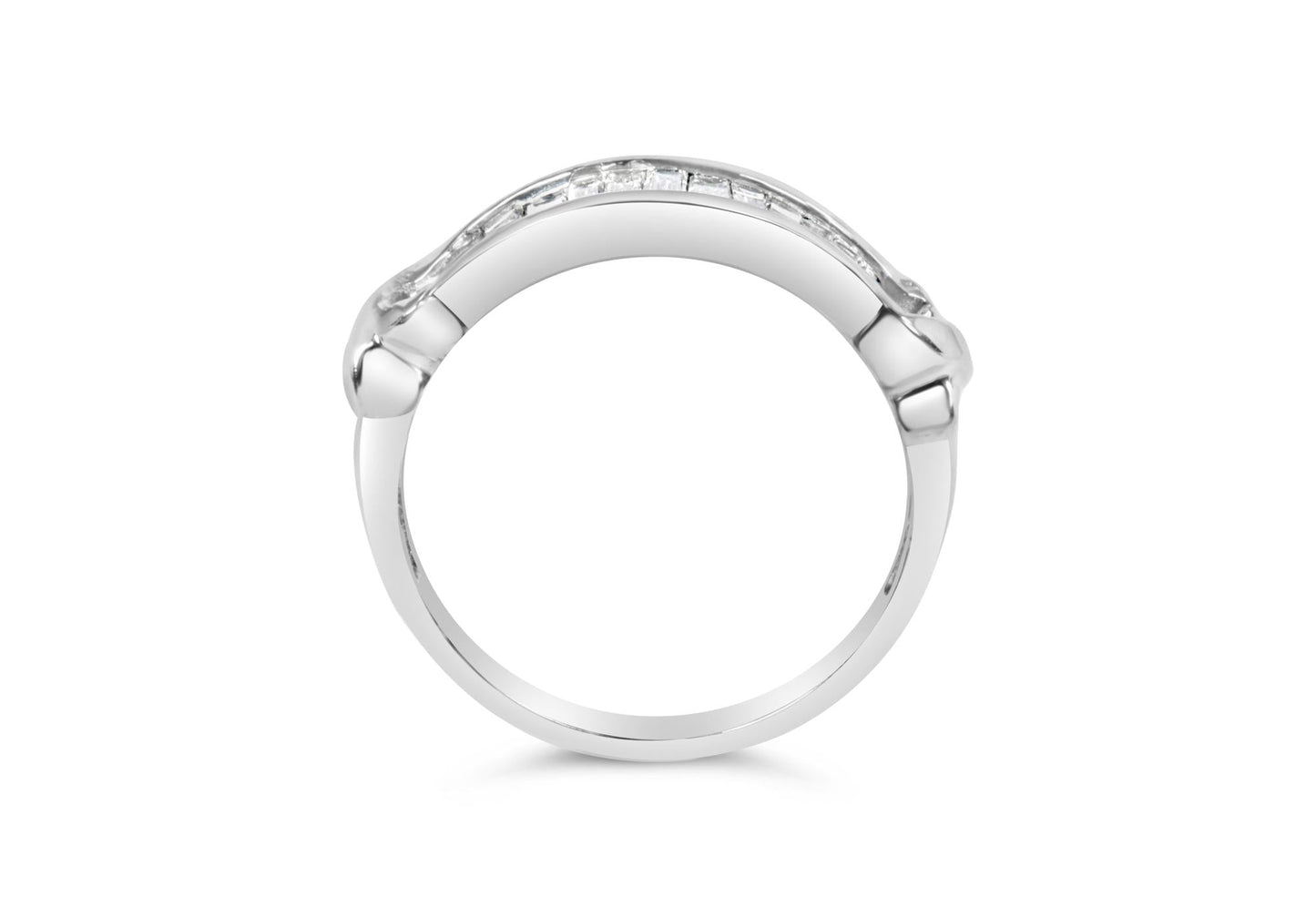 .925 Sterling Silver 1/2 Cttw Baguette Cut Diamond Channel Ring I1-I2 Clarity)