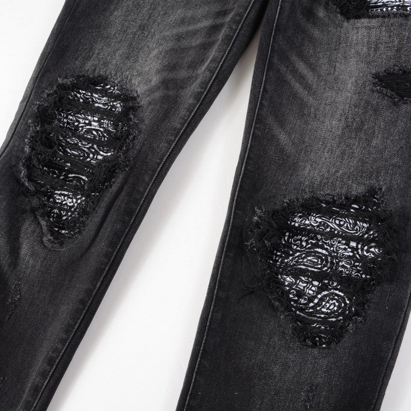 Paisley Skinny Fit Ripped Jeans