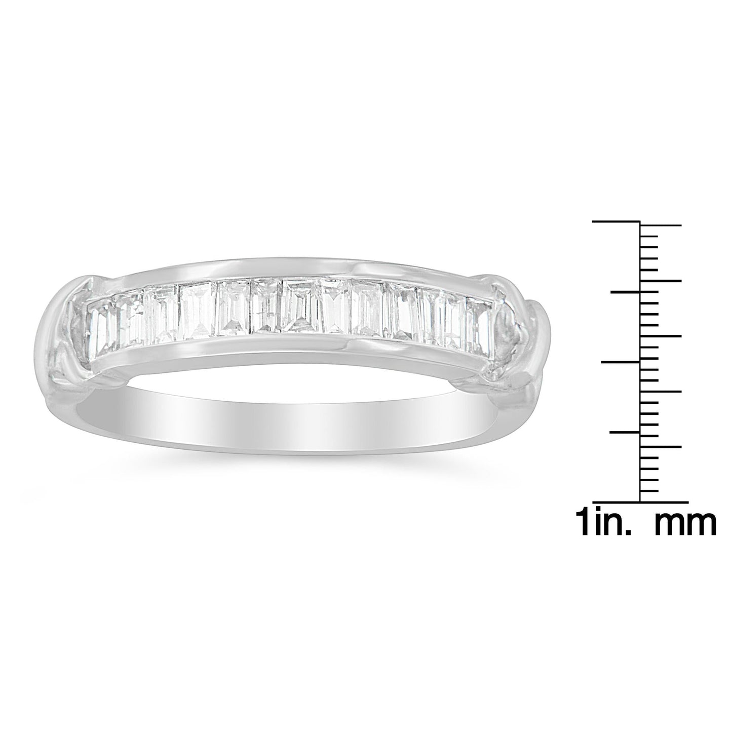 .925 Sterling Silver 1/2 Cttw Baguette Cut Diamond Channel Ring I1-I2 Clarity)