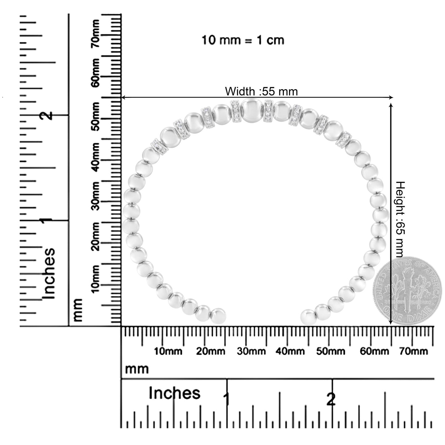 .925 Sterling Silver 1/4 Cttw Diamond Rondelle Bangle Bracelet (I2-I3 Clarity)