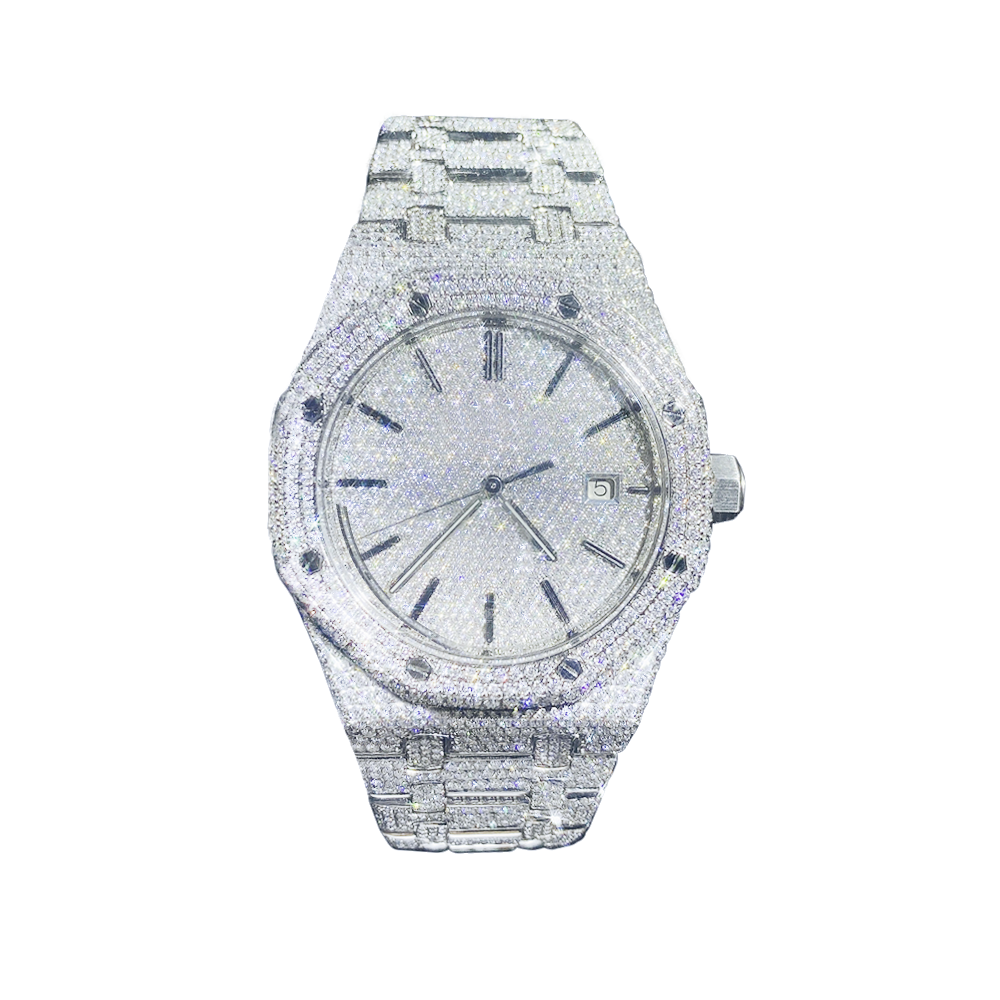 Top Quality Retro Moissanite Mechanical  Watch Men Stainless Steel Wrist Watch for Men