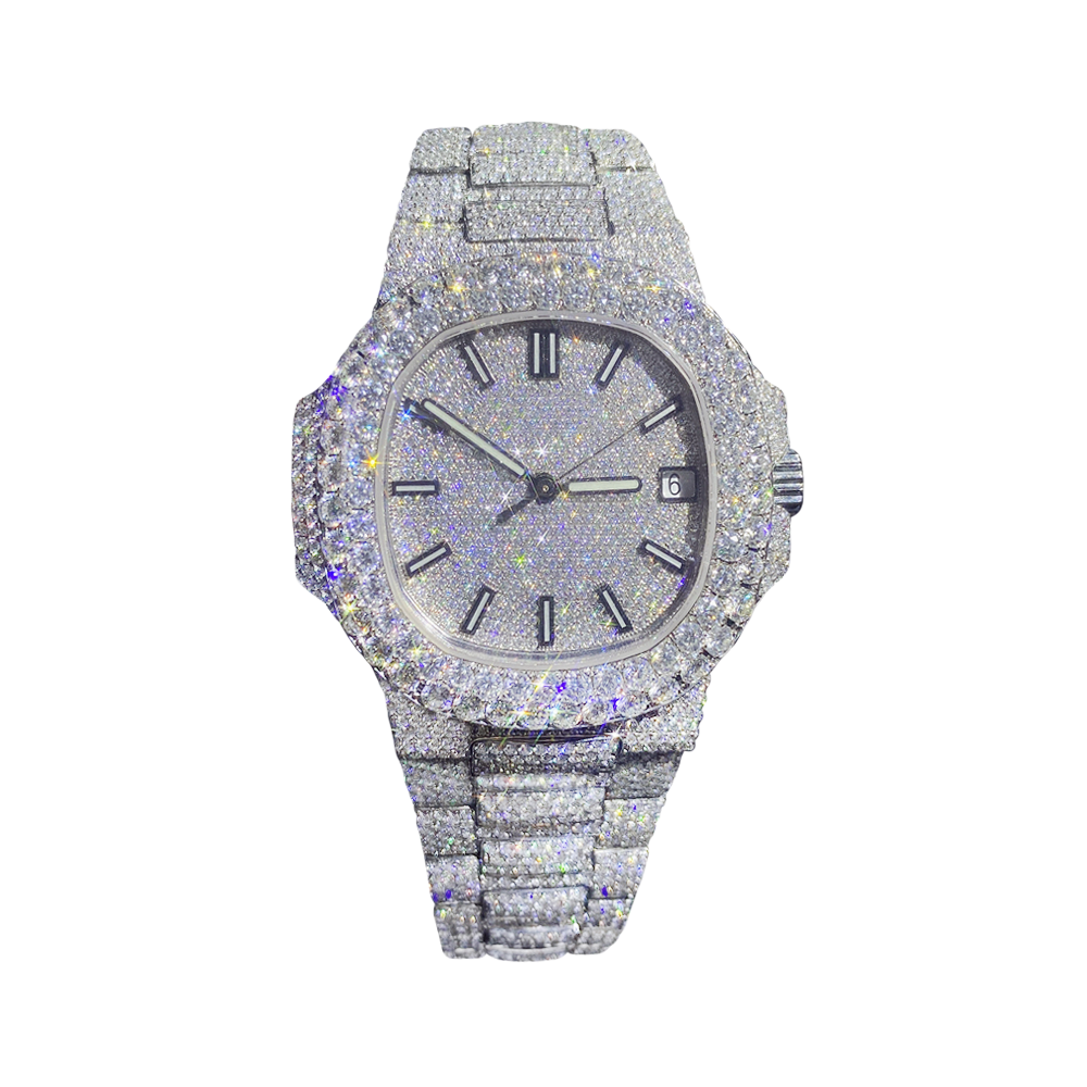 Top Quality Retro Moissanite Mechanical  Watch Men Stainless Steel Wrist Watch for Men