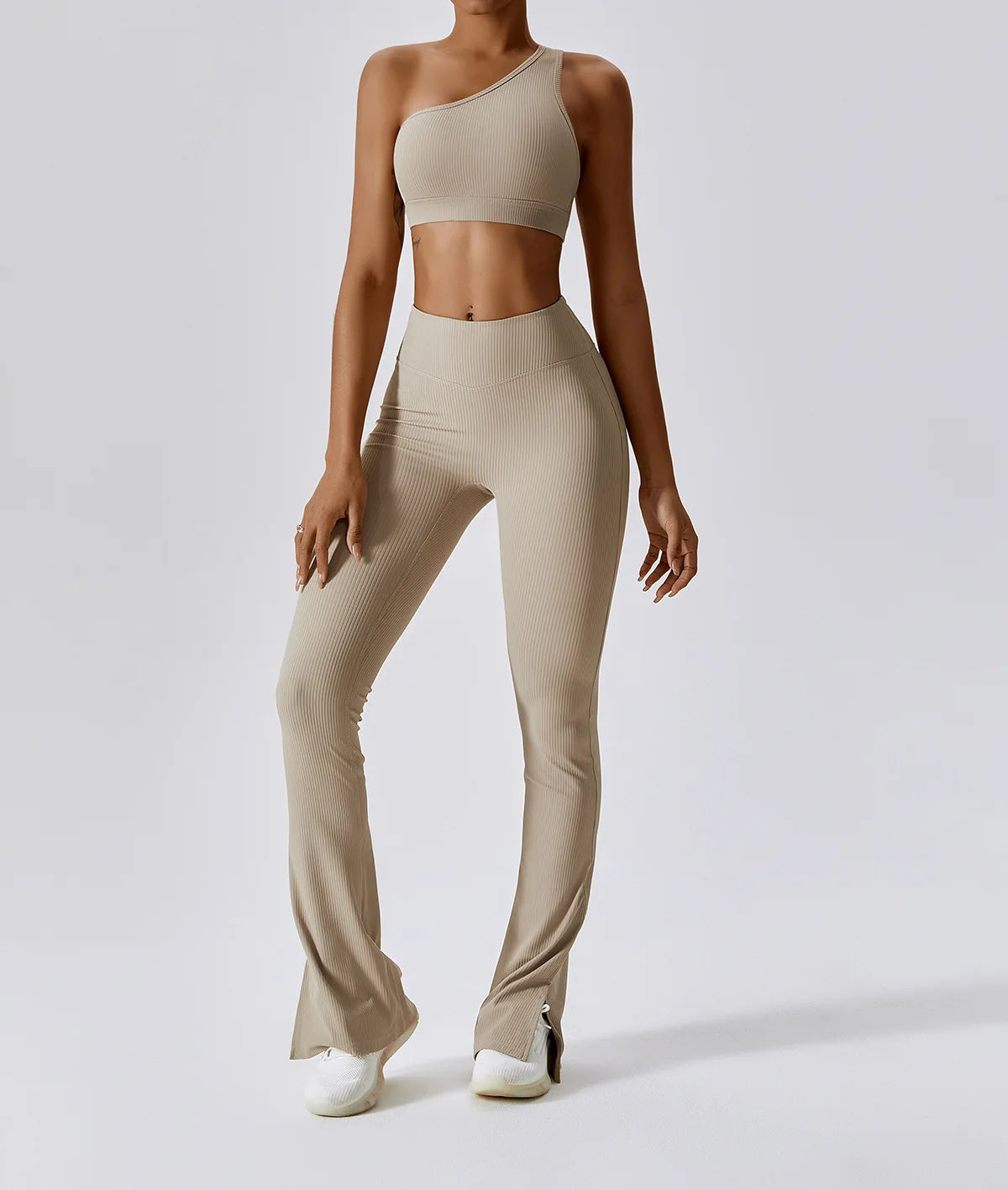 Ribbed Soft 2 Pieces Yoga Flared Leggings Set for Women