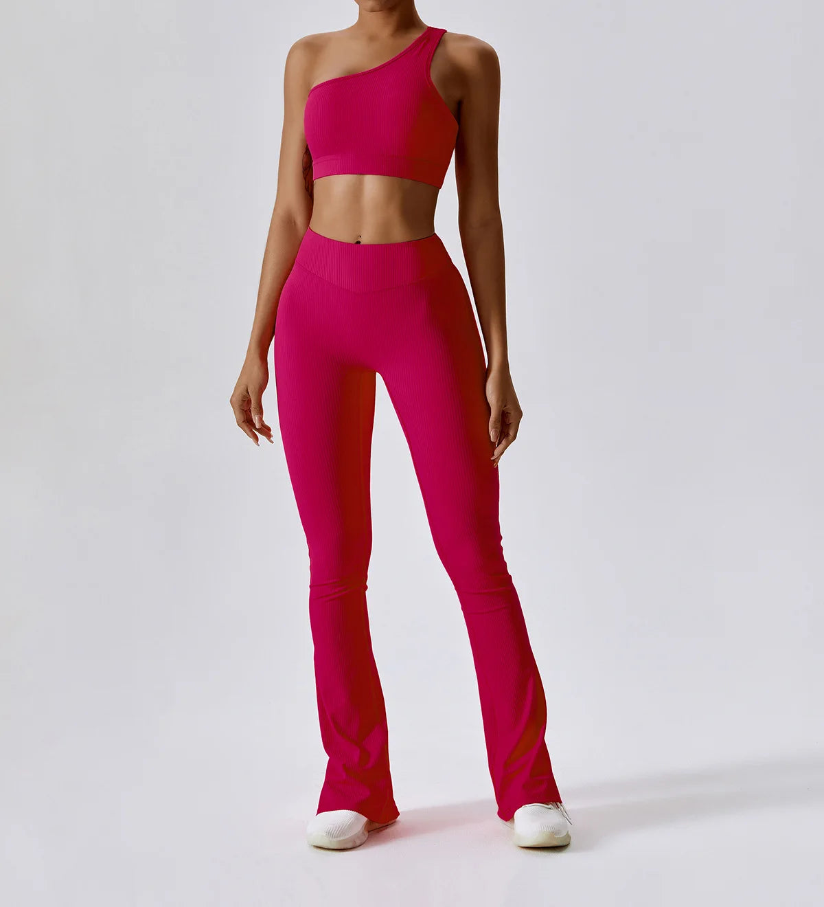 Ribbed Soft 2 Pieces Yoga Flared Leggings Set for Women