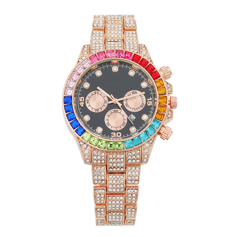 3 Tone Bezel Gemstone Watch