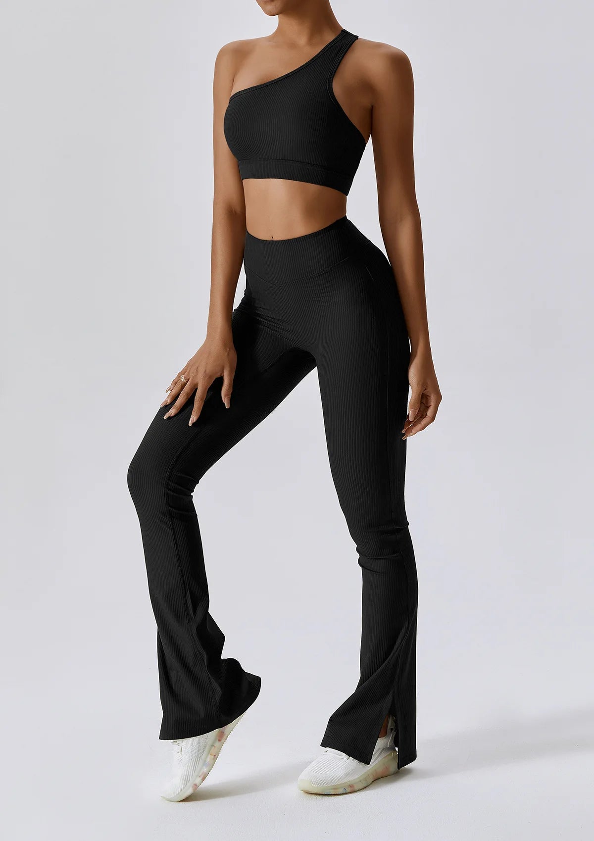 Ribbed Soft 2 Pieces Yoga Flared Leggings Set for Women