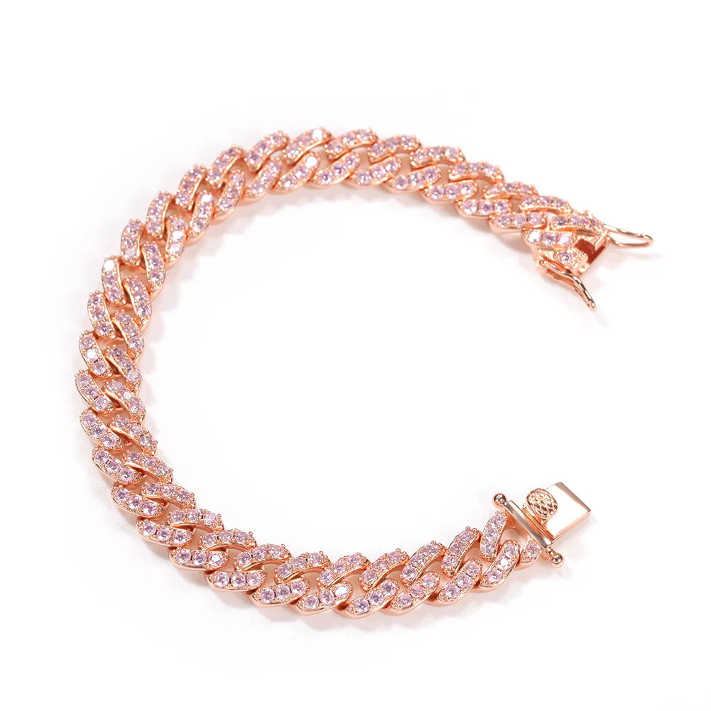 Zircon/Multi Crystal Stainless-Steel Cuban Link