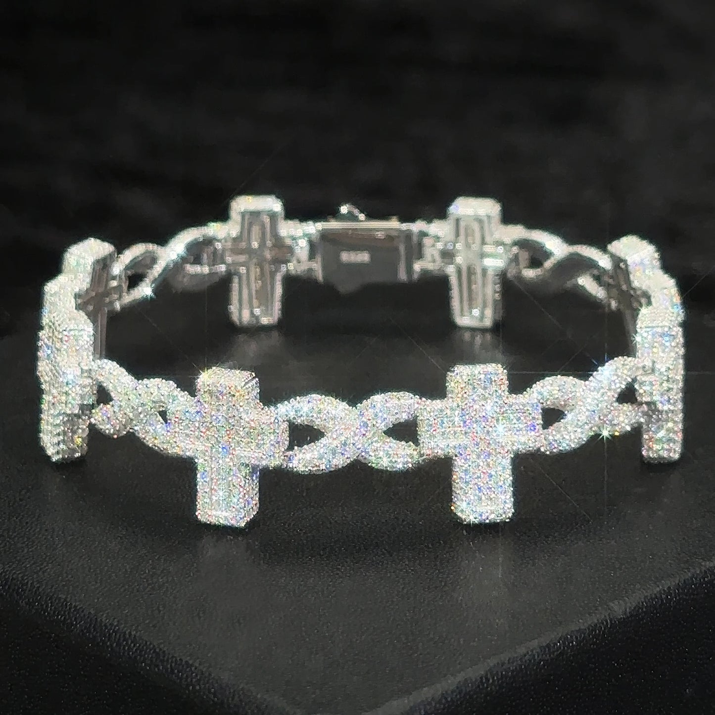 11mm Evil Eye Infinity Cuban Link Bracelet VVS GRA Certified