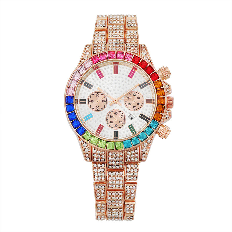 3 Tone Bezel Gemstone Watch