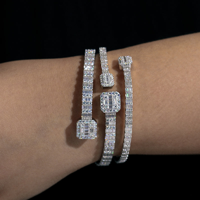 16.15ct 5.5mm SS Silver Baguette Cuff DTA