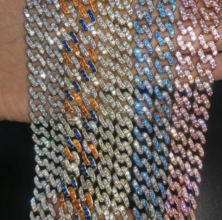 Zircon/Multi Crystal Stainless-Steel Cuban Link